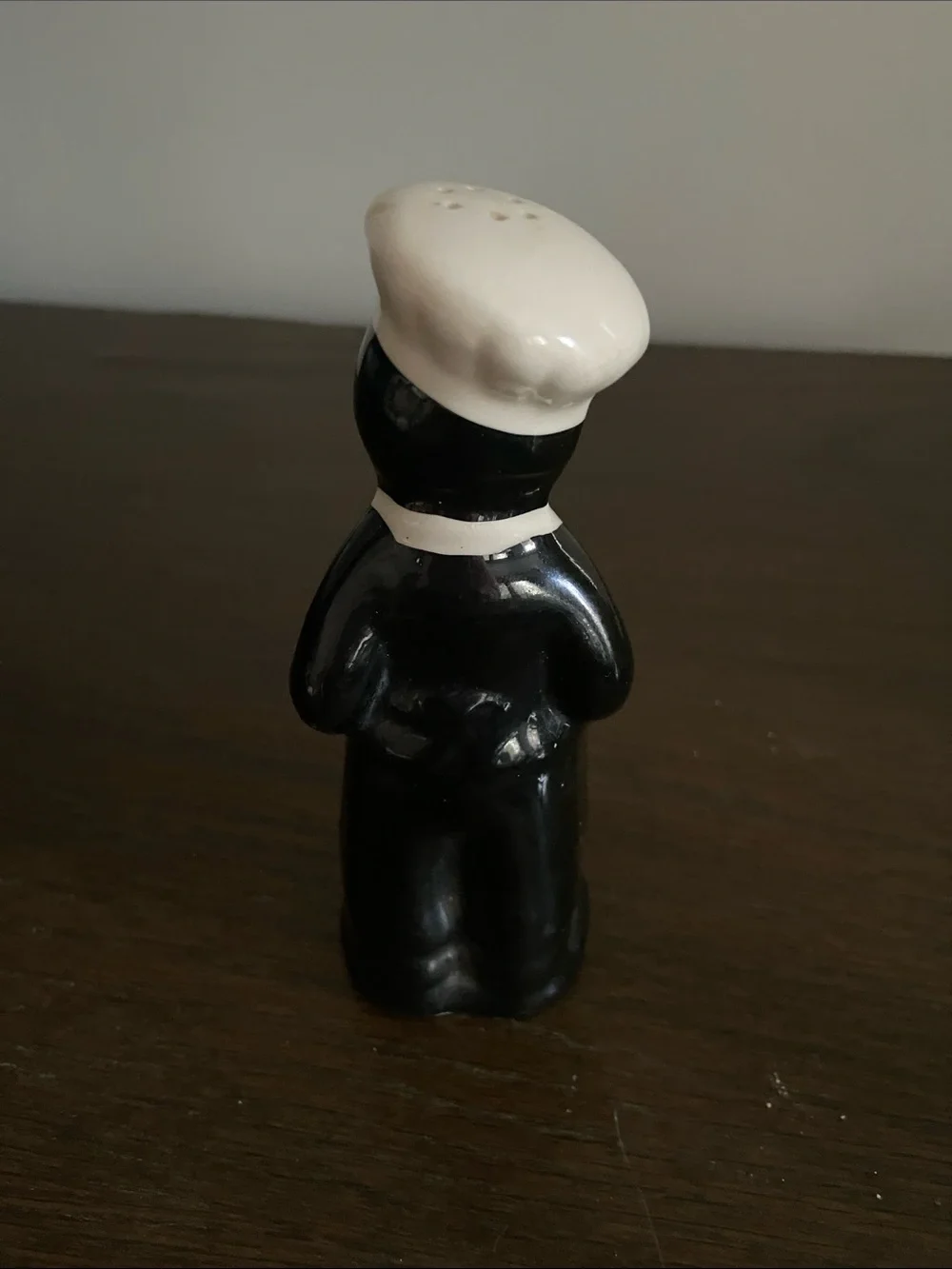 Vintage Americana Black Chef Salt Shaker with White Apron and Hat